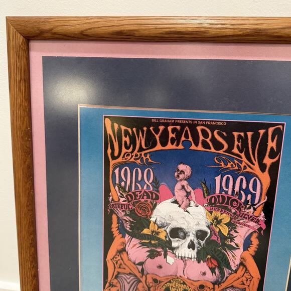 Grateful Dead 1968 New Years Eve Winterland Lee Conklin Bill Graham Poster Frame - Picture 4 of 12